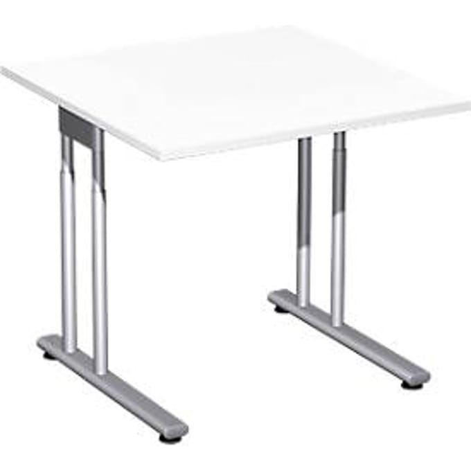 Bureautafel PALENQUE, C-poot, rechthoek, B 800 x D 800 x H 680-820 mm, wit