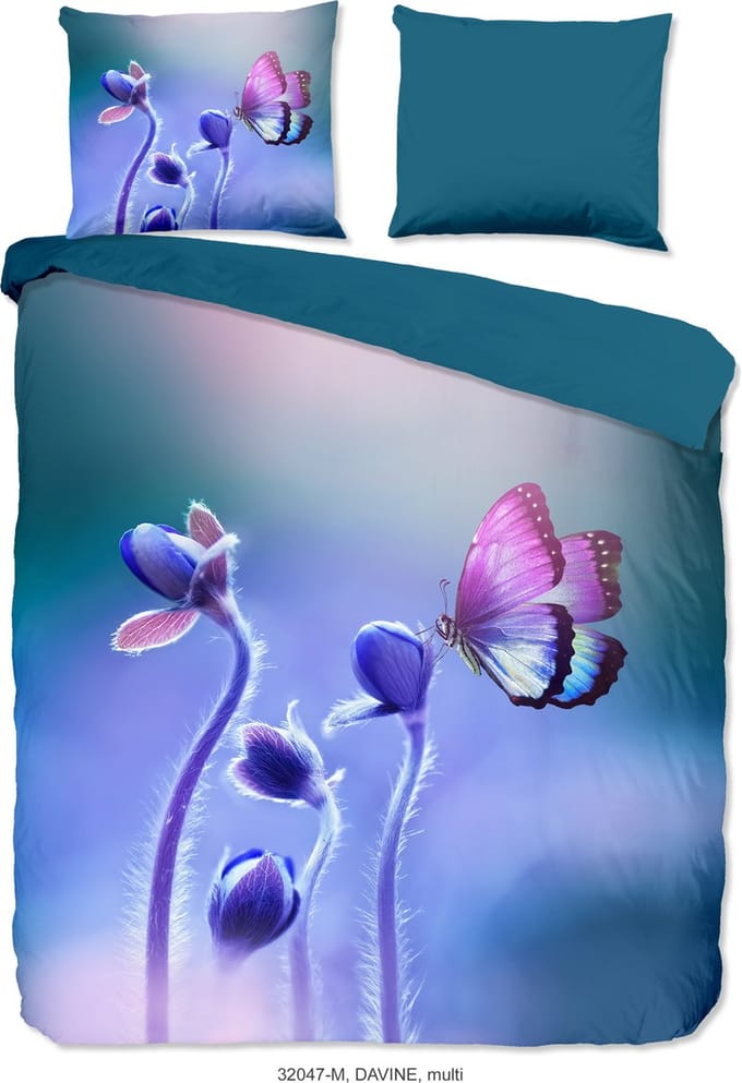 Pure dekbedovertrek bloemen en een vlinder - 2 persoons 200x200/220 cm - Multi - Microvezel