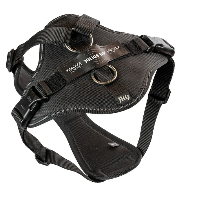 JULIUS-K9 Longwalk Light hondentuig met trackerzakje maat M: Borstomtrek 56 - 76 cm hond