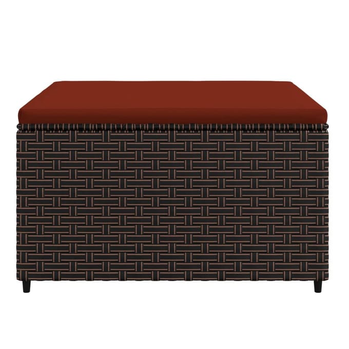 vidaXL - Voetensteun - met - kussen - poly - rattan - bruin