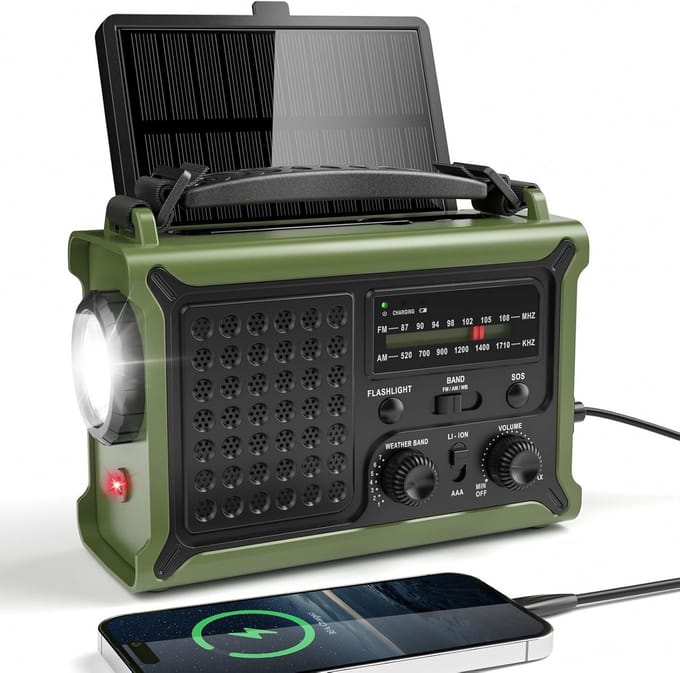 Noodradio Solar Opwindbaar - Noodpakket voor Thuis - Noodrantsoen - Buitenleven