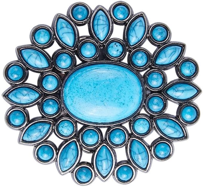 Allecto - Turquoise Riem Gespen - Vintage Cowboy Stijl - 7x7Cm