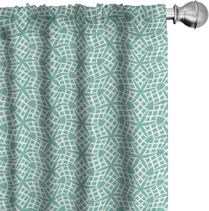 ABAKUHAUS Aqua-Damast gordijnen – 2x75x175 cm – zeegroen & wit – microvezel