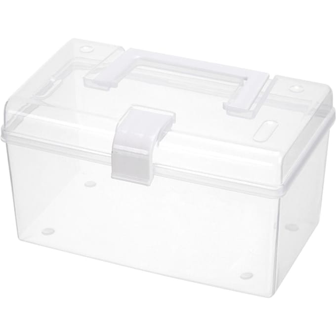 Transparante Opbergdoos Veelzijdig Draagbaar Handvat Ontwerp Opbergcontainer Bak voor Thuis Desktop white