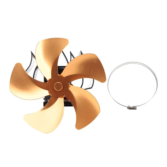 5 Blads Warmte Aangedreven Kachelventilator Aluminiumlegering Geruisloos Wandhangend Thermisch Aangedreven Open haardventilator goud