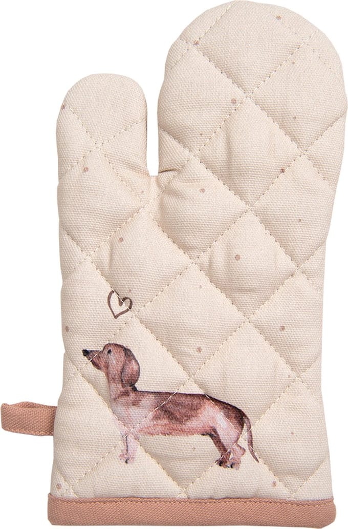 Clayre & Eef Ovenwant 18x30 cm Beige Katoen Teckel