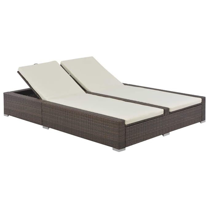 vidaXL - Ligbed - tweepersoons - poly - rattan - bruin