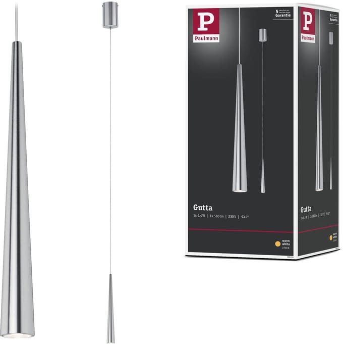 Paulmann Gutta 70929 LED-hanglamp LED LED vast ingebouwd 7 W Aluminium (geborsteld)