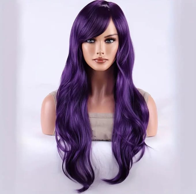 Paarse pruik- purple Wig- Carnaval- Halloween-Long Wig- Lang Haar Pruik-