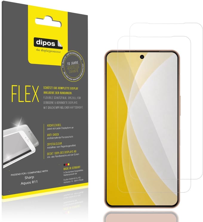 dipos – 2x Beschermfolie geschikt voor Sharp Aquos R11 | 3D Full Cover Screenprotector | 100% Passend