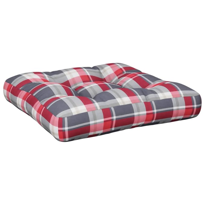 vidaXL - Palletkussen - 58x58x10 - cm - ruitpatroon - stof - rood