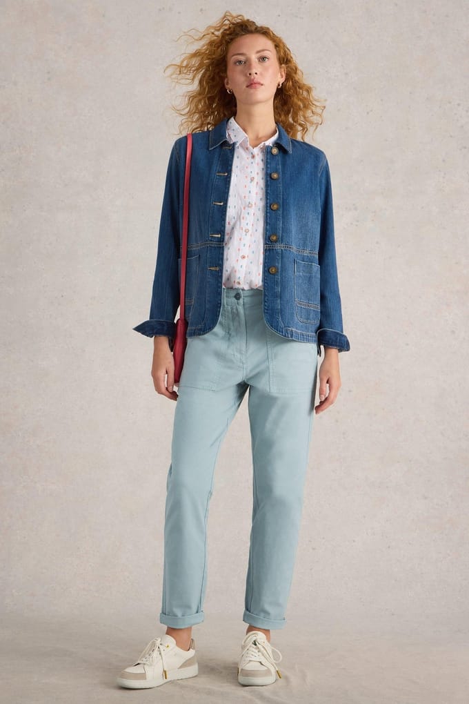 White Stuff Twister Chino Trouser Light Blue Größe: 8 REGULAR | Stoffhosen Outlet | Damen | Blau