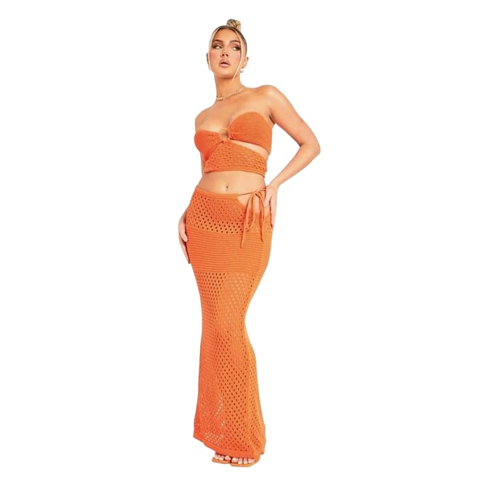 Missy Empire Dames/Dames Crochet Cut Out Crop Top (Oranje)