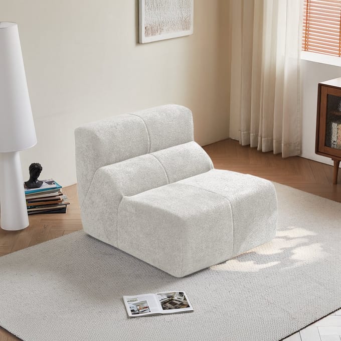 MODFU Fauteuil - Ergonomisch - Modern - Fluweel - Wit - 94 X 110 X 79 Cm