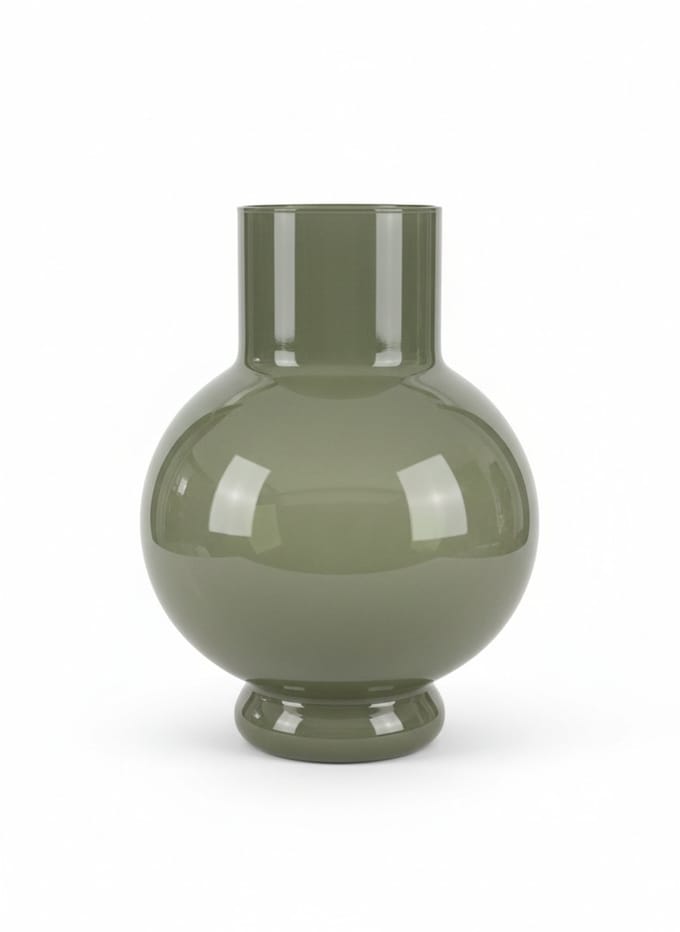Hakbijl Glass Bloemenvaas Deborah - Donker Groen - glas - D17 x H22 cm