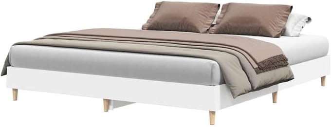 Bedframe - Tweepersoonsbed Paneelbed - Goede Nachtrust - Laag bij de grond - 180 x 200 cm - Wit