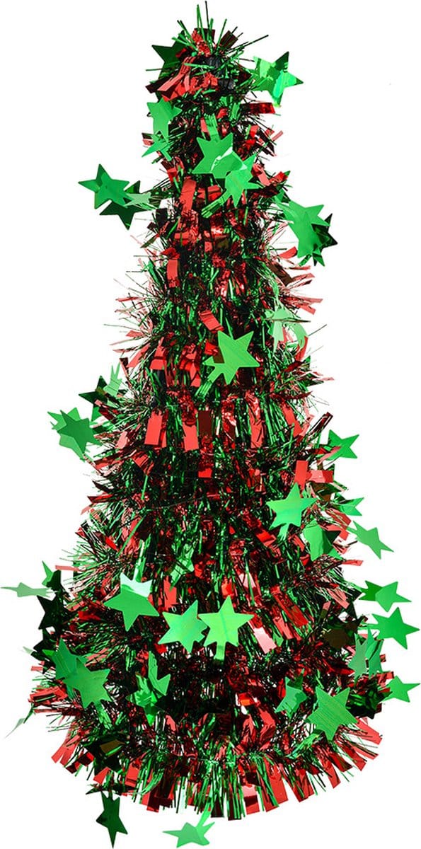 Clayre & Eef Kerstdecoratie Kerstboom Ø 17x38 cm Rood Kunststof