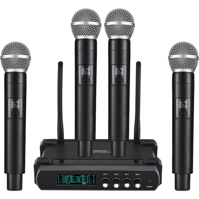 Draadloos Microfoonsysteem Ontvanger met Draadloze Handmicrofoon V-Band Ruisonderdrukking voor Thuis US Plug
