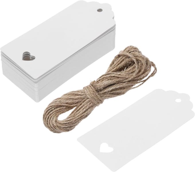 Cadeauhangers - Etiketten kaarten - Decoreren Geschenken - Hartvormig gat - 50 stuks - Wit