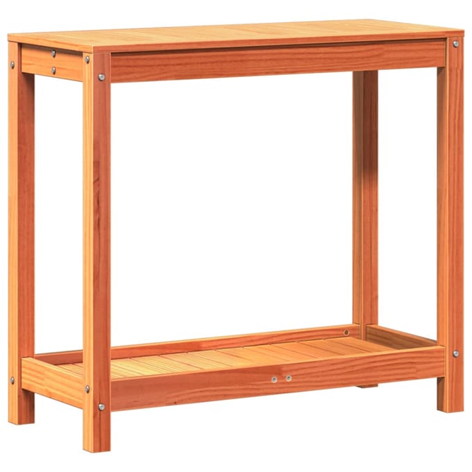 vidaXL - Oppottafel - met - schap - 82,5x35x75 - cm - massief - grenenhout - wasbruin