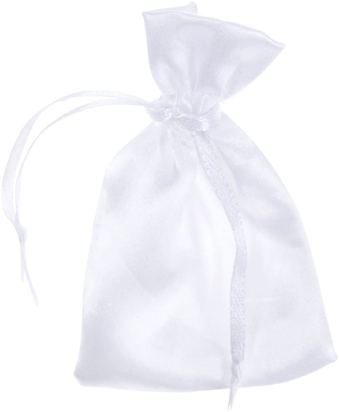 Cadeautasjes, satijnen zakjes, wit, 6,5 x 10 cm, 10 stuks