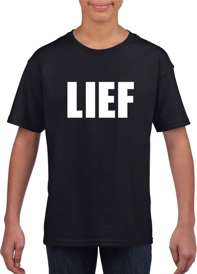 Lief tekst t-shirt zwart kinderen 122/128
