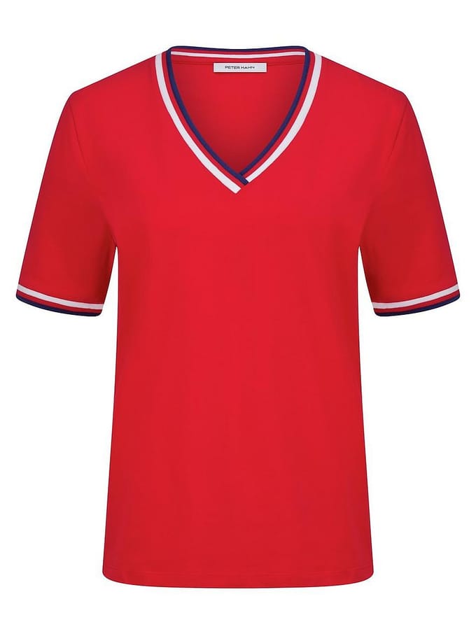 T-shirt V-hals Van Peter Hahn rood