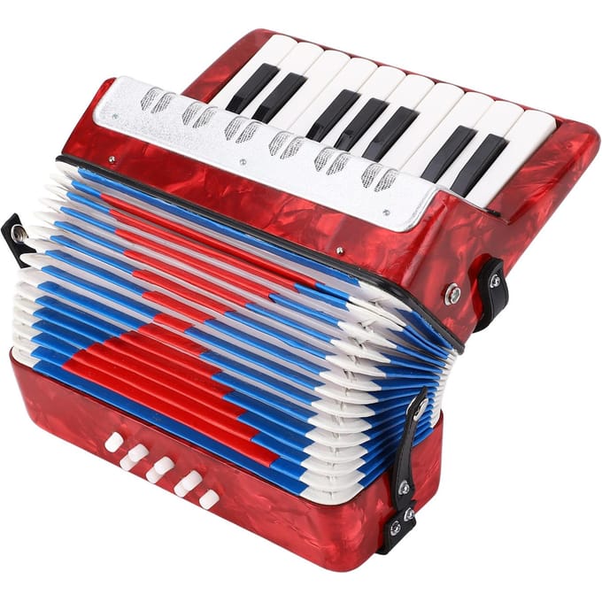 Instrument de musique accordéon piano 17 touches 8 basses pour étudiants débutants rouge