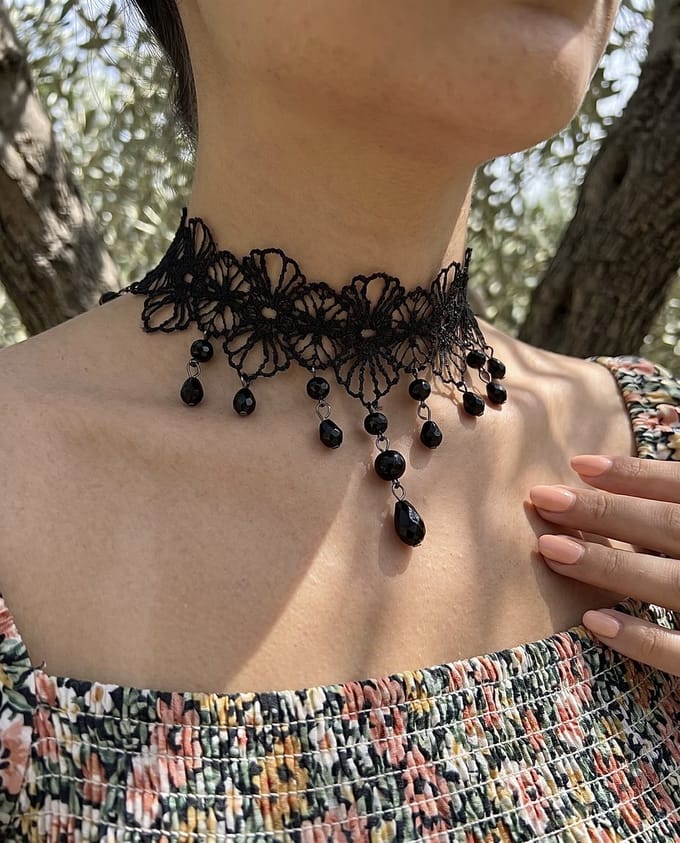 Anelplus Dames Ketting – Gothic – zwart kleur – gothic style