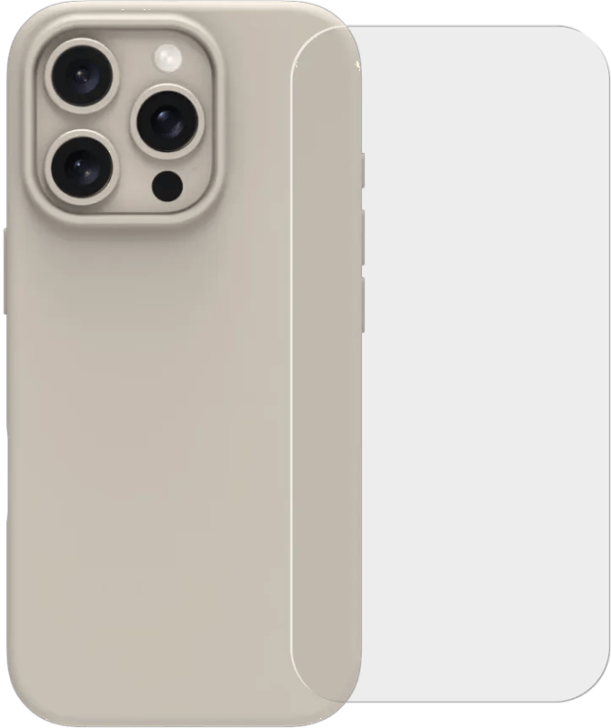 BlueBuilt Back Cover iPhone 16 Pro Beige + Screenprotector Glas