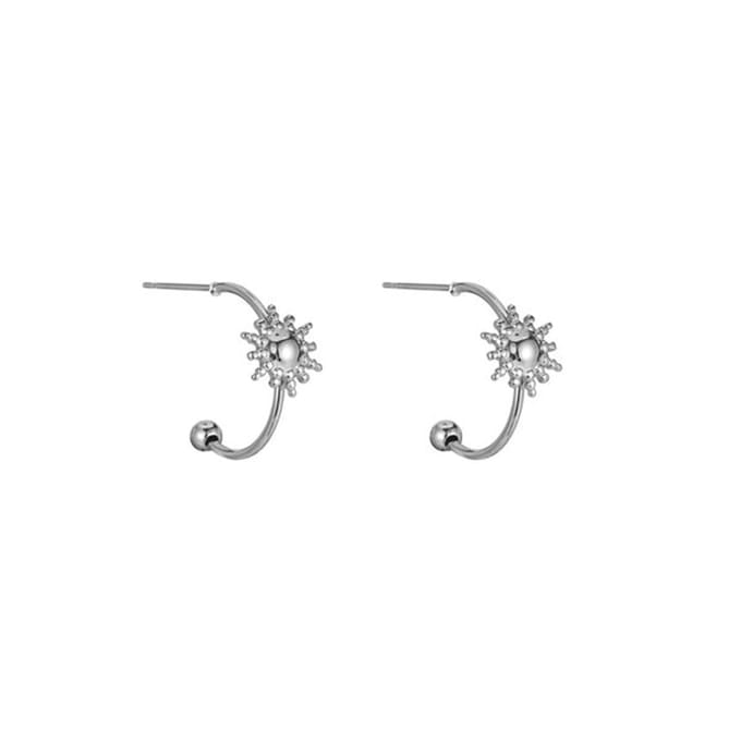 Go Dutch Label Oorknoppen halve cirkel met zon Silver E2331-1