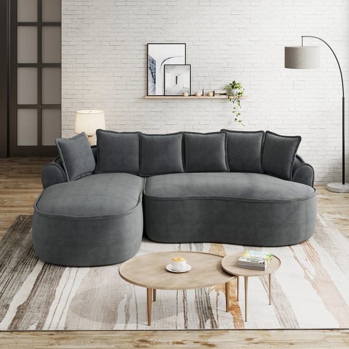 MODFU Modulaire Bank - Frameloos - Extra Diepe Zitting - Scandinavisch - Chenille - Grijs