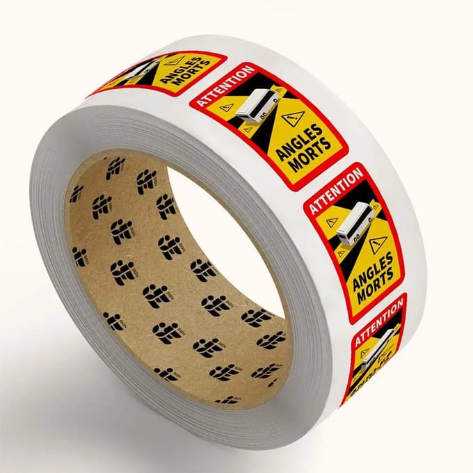 Dode hoek stickers bus op rol | 25 x 17 cm - 105 stickers per rol