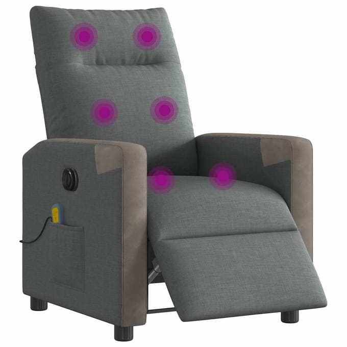 vidaXL - Massagestoel - elektrisch - verstelbaar - stof - donkergrijs