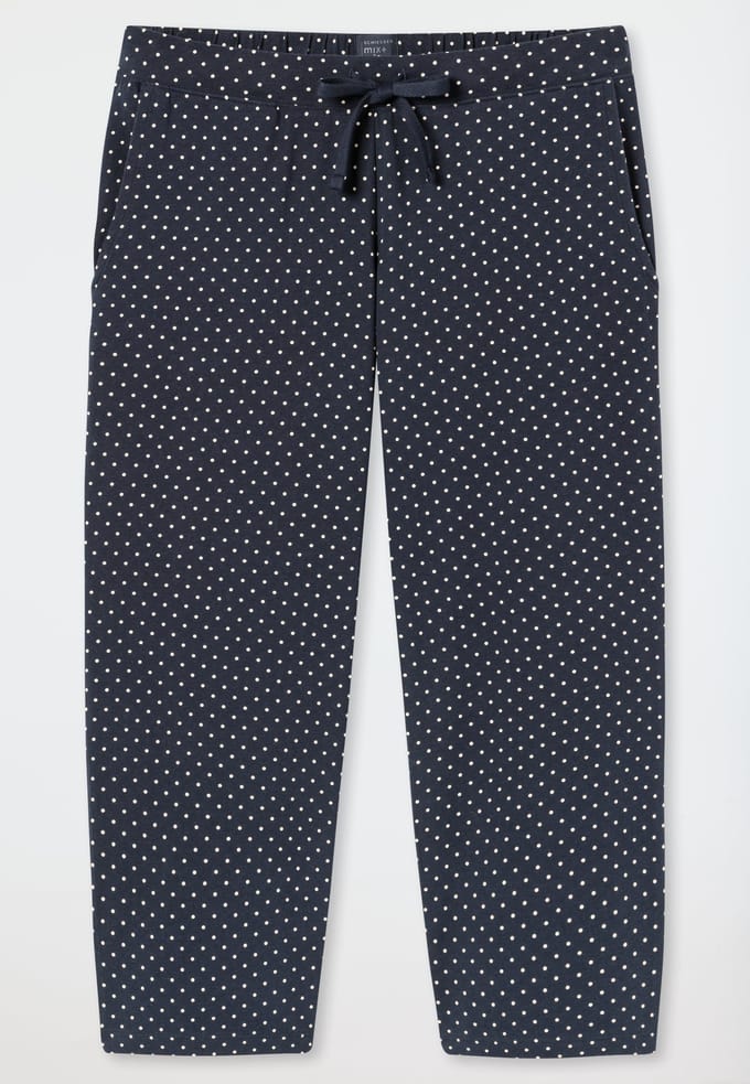SCHIESSER Mix+Relax nachtkleding dames - dames broek 3/4-lengte stippen donkerblauw