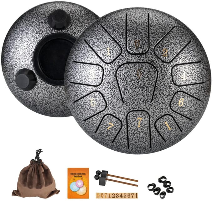 Nivard Handpan - Tongue Drum - Steel - Regen - Klankschaal - Silver