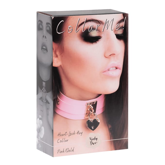 Kinky Diva – Hartvormige Collar met slot en sleutel - Roze
