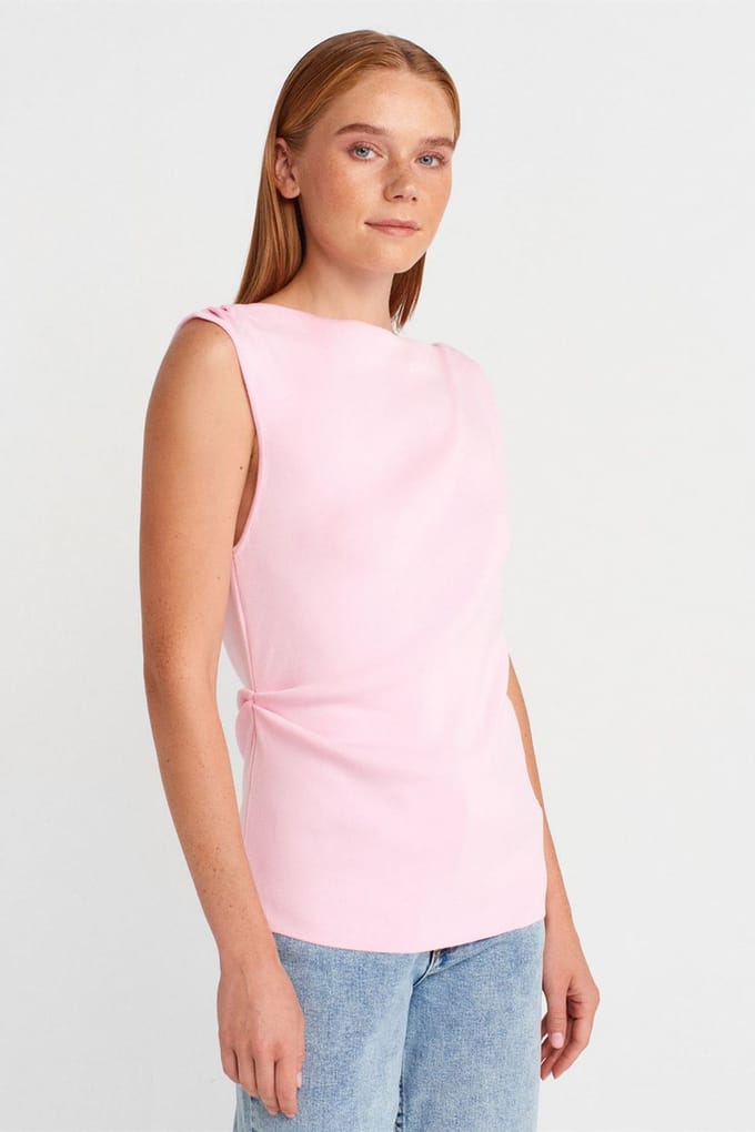Mouwloze Boot-Hals Gebreide Blouse