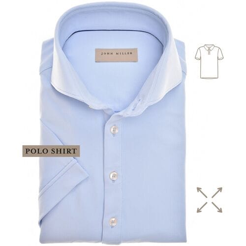 John Miller Slim-Fit Hyperstretch Short Sleeve Button-Polo Licht Blauw / male