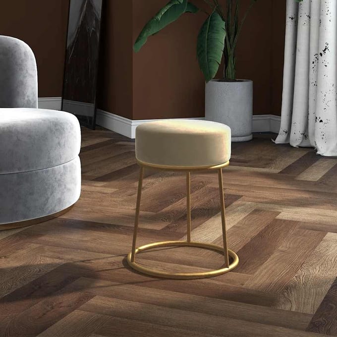 vidaXL - Hocker - rond - fluweel - donkergrijs