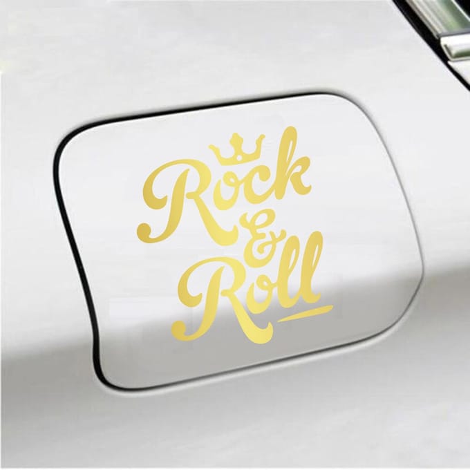 Bumpersticker - Rock & Roll - 11,3 X 13 - Goud