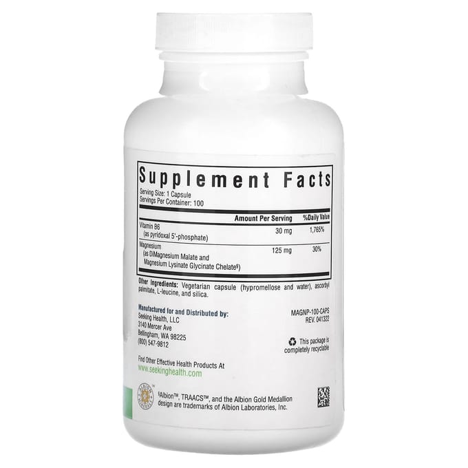 Seeking Health, Magnesium Plus, Vitamine B6, 100 vegetarische capsules