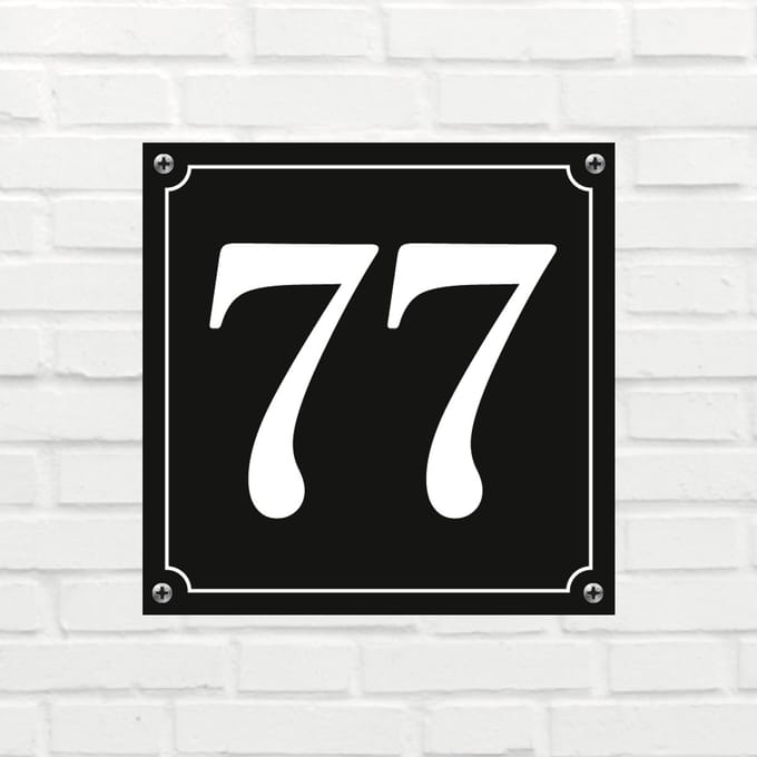 Huisnummerbord Mat zwart Deluxe - Nummer 77 - incl. bevestiging