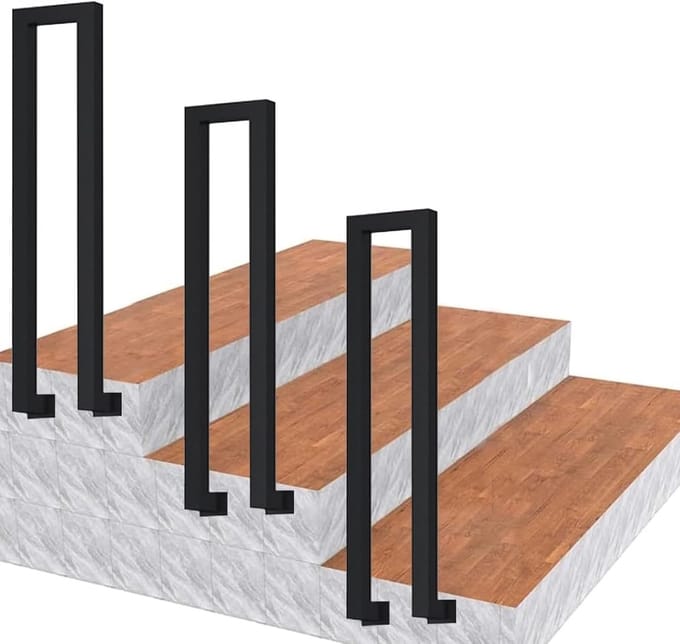 Trapleuning Metaal - Buiten Leuning - Veiligheid Trappen - U-vormige Montage - 35cm Lengte