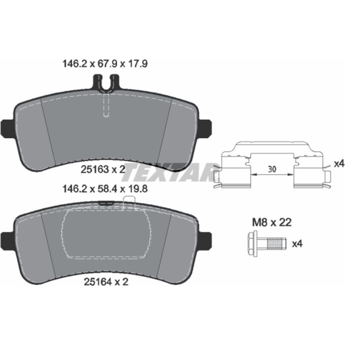 Remblokset TEXTAR 2516301, achter