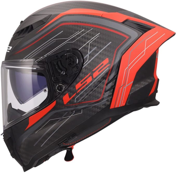 LS2 Helm Dragon Carbon Subic FF807 mat rood maat 3XL