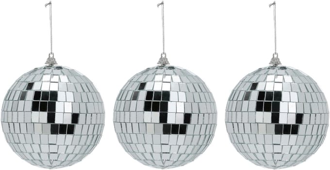 Inge Christmas Decor Disco kerstbal - 3x - zilver - D11 cm - glas/foam - discobal/discobol - kerstversiering