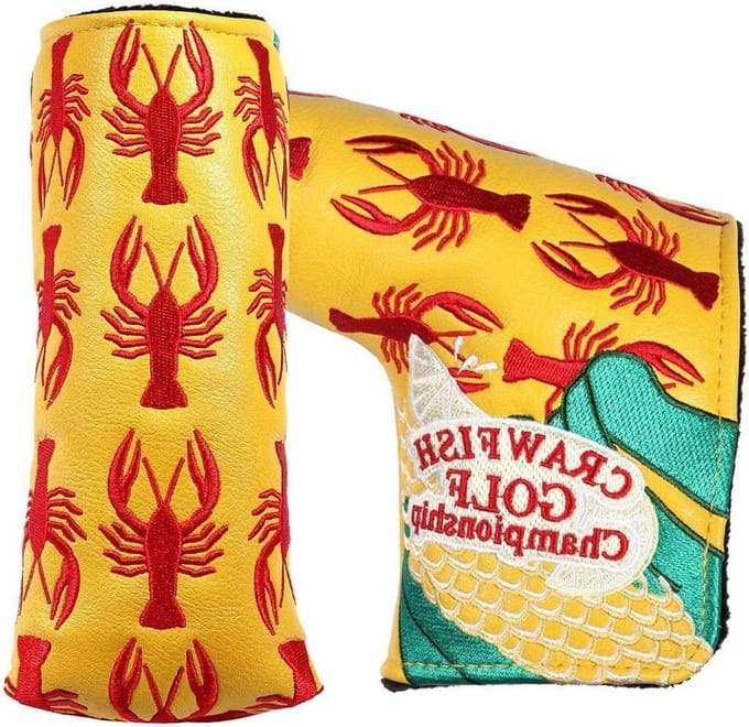 SHABIER Golf Blade Putter Cover Headcover Blade Club Protector PU Leather Magnetic Closure (Yellow Lobster)