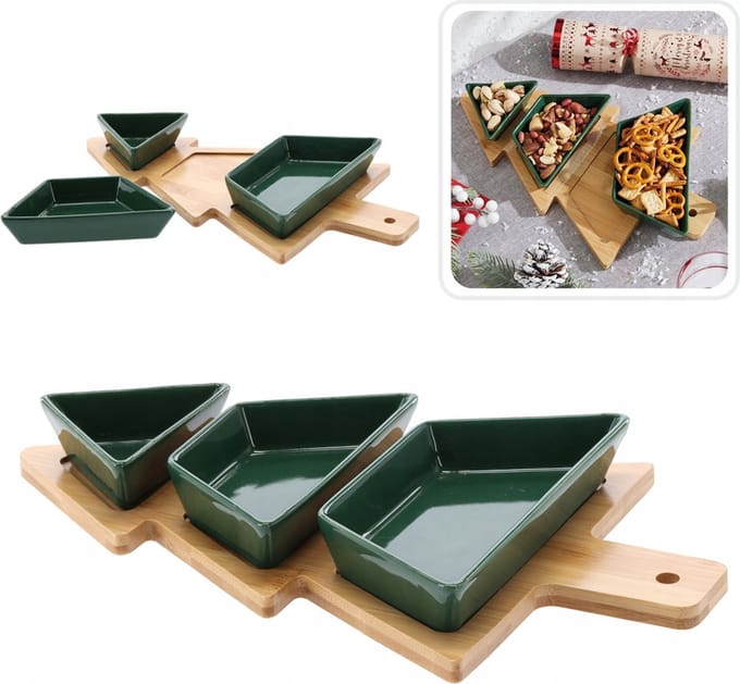 Set voor het serveren van hapjes: Kerstboom - 3 kommen