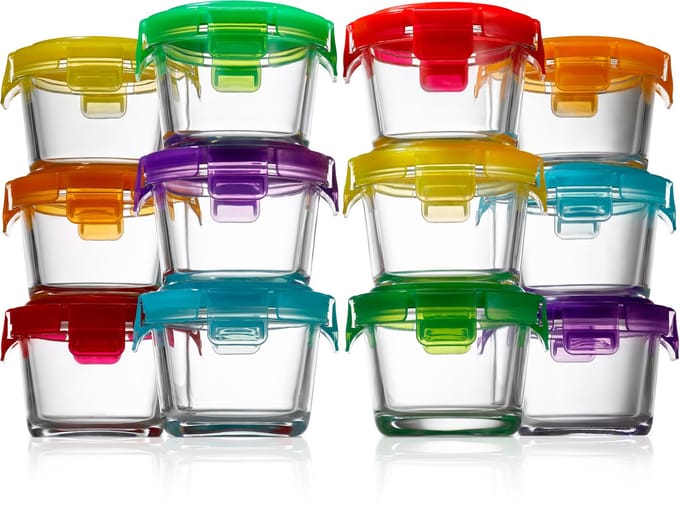 NutriChef Glazen Vershouddoos Set - 12-Delig met Deksel - Meal Prep Bakjes - Magnetron en Vriezer Bestendig